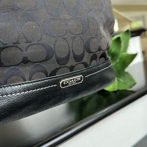 Coach Signature Canvas & Genuine Leather Shoulder Tote Bag - Picture 4 of 13